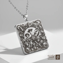 گردنبند طرح گروهی داستان اسباب‌بازی (حکاکی لیزری فایبر، مدل قاب مربع) کد 503624