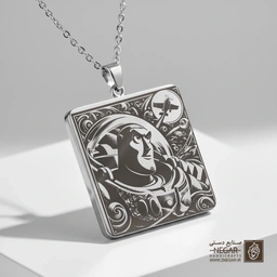 گردنبند طرح باز لایتیر اکشن فضایی (حکاکی لیزری فایبر، مدل قاب مربع) کد 503633