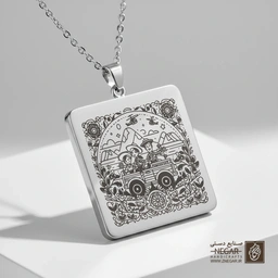 گردنبند طرح سفر جاده‌ای داستان اسباب‌بازی (حکاکی لیزری فایبر، مدل قاب مربع) کد 503634