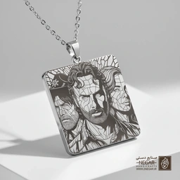 گردنبند طرح ریک گرایمز قاب سنگی (حکاکی لیزری فایبر، مدل قاب مربع) کد 503705