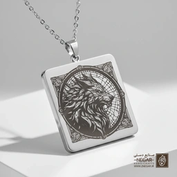گردنبند طرح گرگینه (Werewolf) در قاب دایره (حکاکی لیزری فایبر، مدل قاب مربع) کد 503807