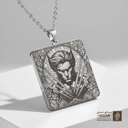 گردنبند طرح پرتره خشمگین ولورین (حکاکی لیزری فایبر، مدل قاب مربع) کد 503888