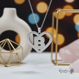 گردنبند حرف B داخل قلب کد 7102