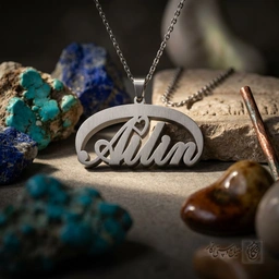 گردنبند اسم Ailin لاتین داخل کادر کد 7358