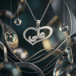 گردنبند اسم علی فارسی داخل قلب مدرن کد 7460